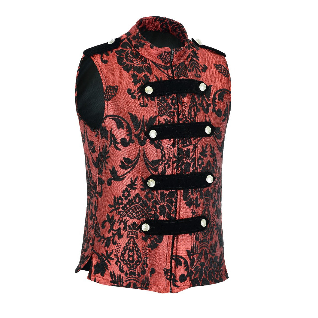 Dark Rock Red Vest Gothic Jacket Military Uniform Rock Band Vest Goth Steampunk