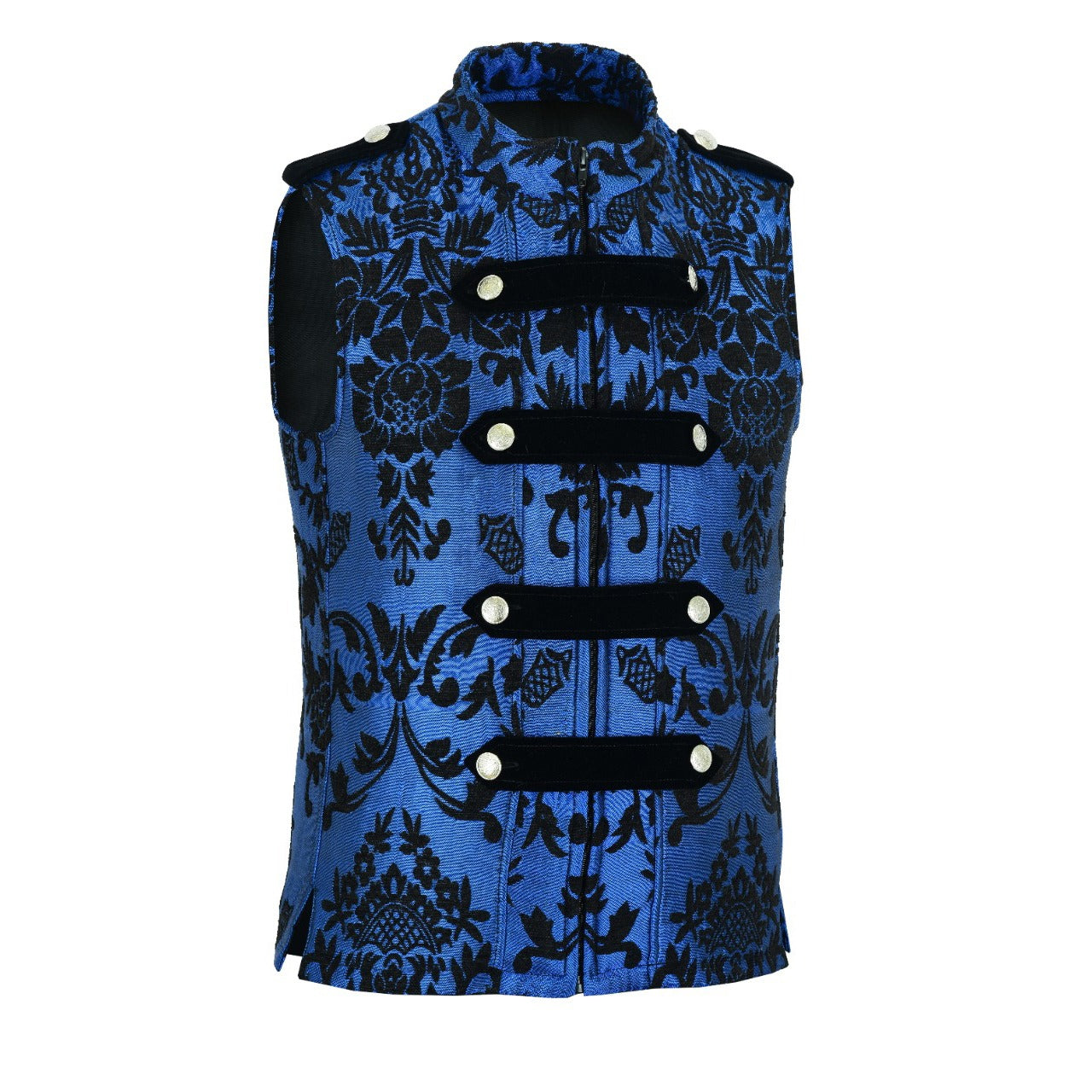 Dark Rock Blue Vest Gothic Jacket Military Uniform Rock Band Vest Goth Steampunk