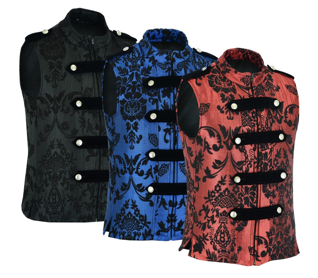 Dark Rock Red Vest Gothic Jacket Military Uniform Rock Band Vest Goth Steampunk