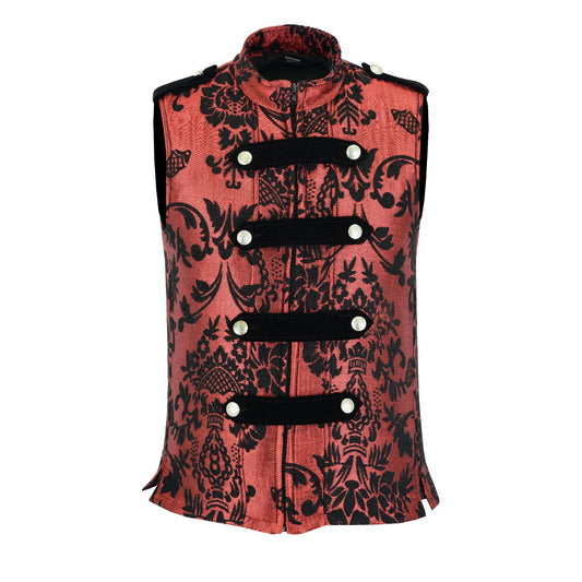 Dark Rock Red Vest Gothic Jacket Military Uniform Rock Band Vest Goth Steampunk