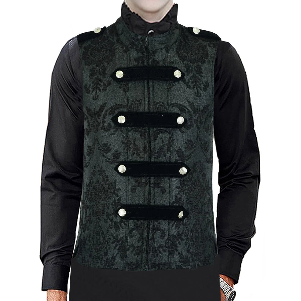 Dark Rock Black Vest Gothic Jacket Military Uniform Rock Band Vest Goth Steampunk