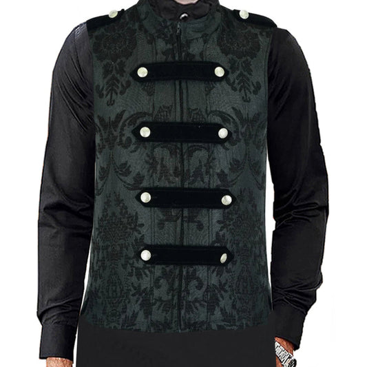 Dark Rock Black Vest Gothic Jacket Military Uniform Rock Band Vest Goth Steampunk