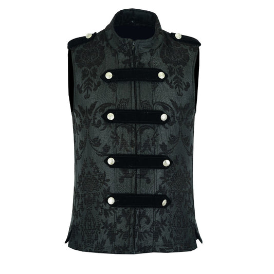 Dark Rock Black Vest Gothic Jacket Military Uniform Rock Band Vest Goth Steampunk