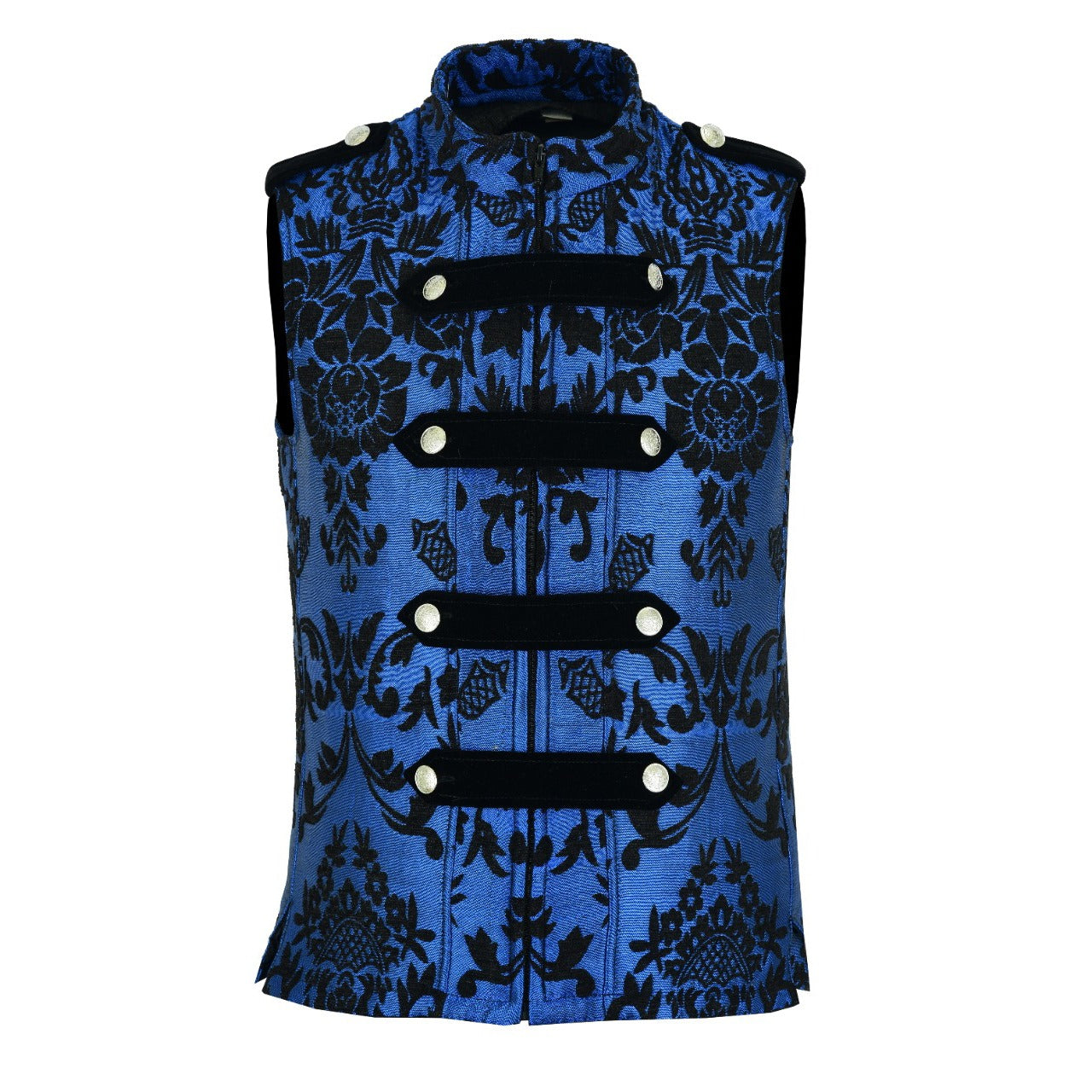 Dark Rock Blue Vest Gothic Jacket Military Uniform Rock Band Vest Goth Steampunk