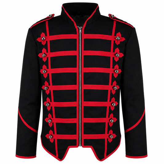 Military Drummer Jacket Black Parade Jacket Goth Punk Adam Ant VTG Style/Black Red Jacket/USA