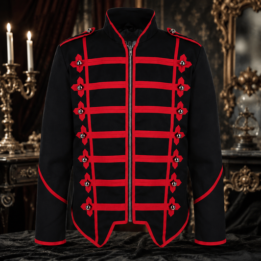 Military Drummer Jacket Black Parade Jacket Goth Punk Adam Ant VTG Style/Black Red Jacket/USA