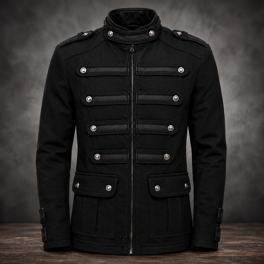 Gothic Military Band Black Jacket For Men Vintage Goth Coat Jacket Steampunk