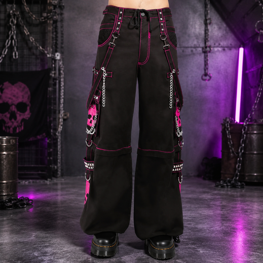 Gothic Bondage Super Skull Pant Pink Big Skull Men Pant Alternative Punk Rock Emo Trouser Pant Shorts