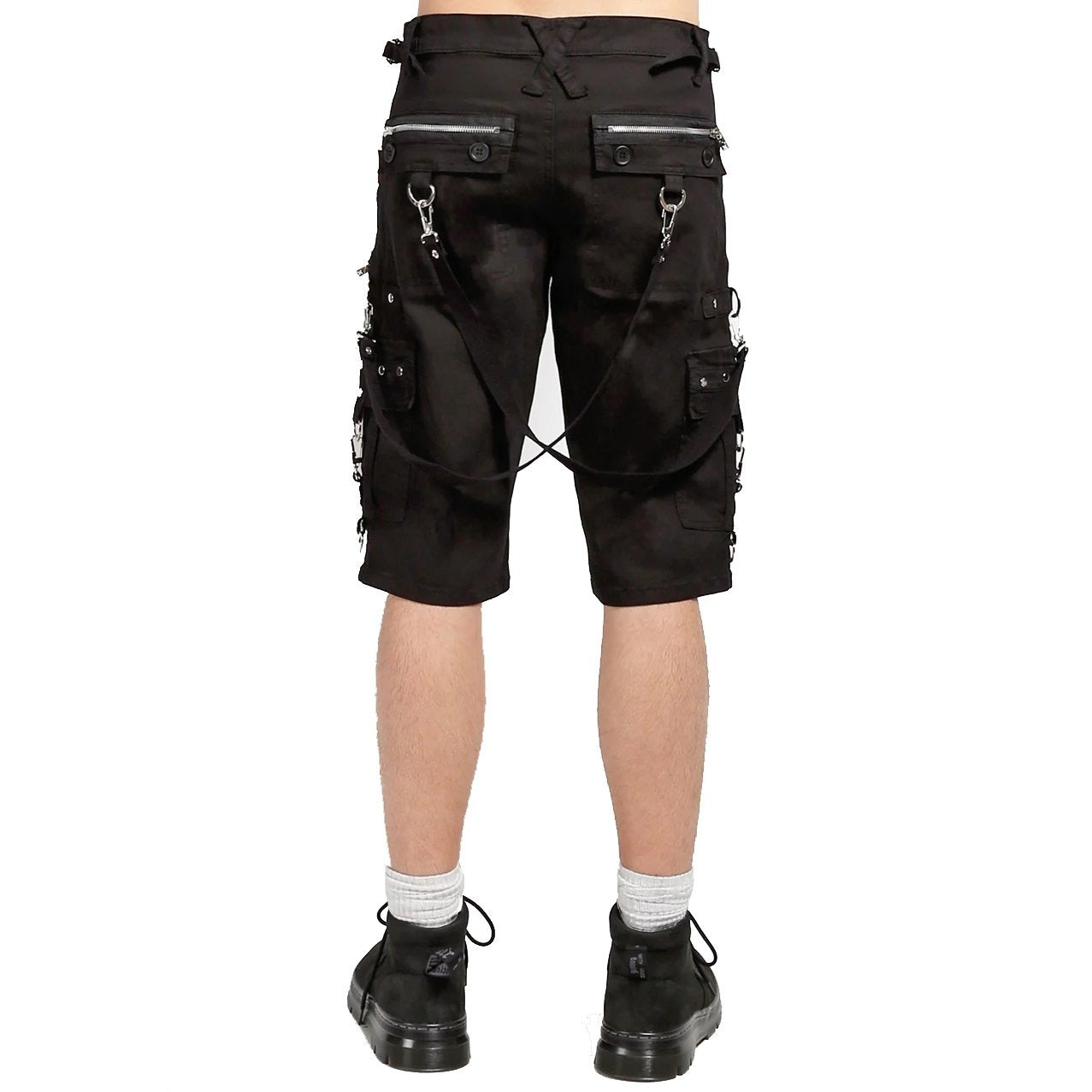 Men Black Punk Shorts Gothic Black Cotton Shorts Punk Emo Shorts With Zipper /USA