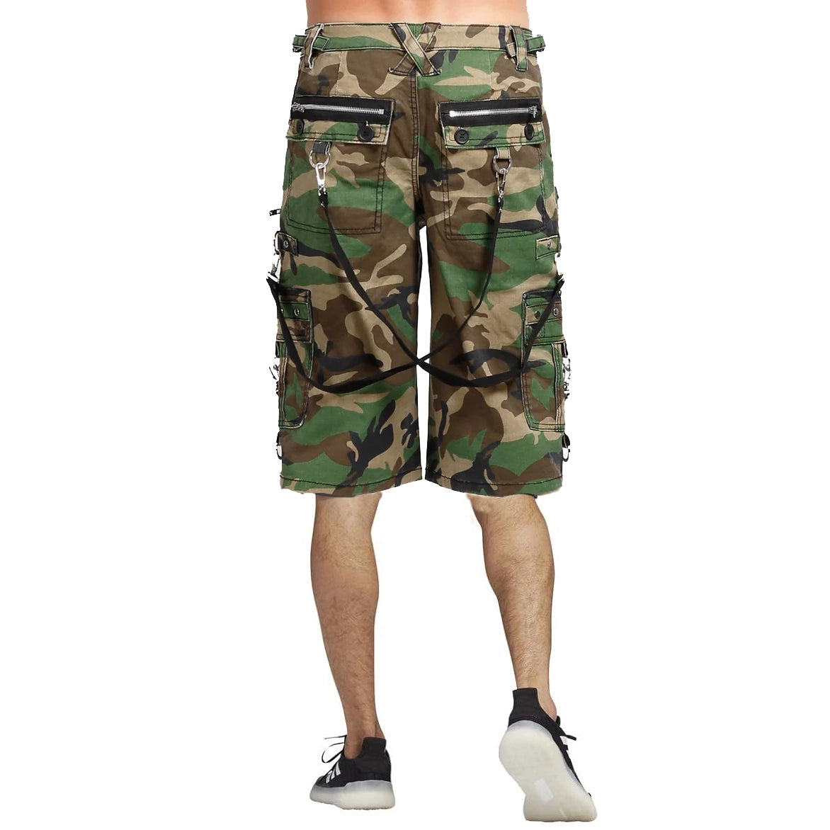 Gothic Mens Punk Short Green Camo