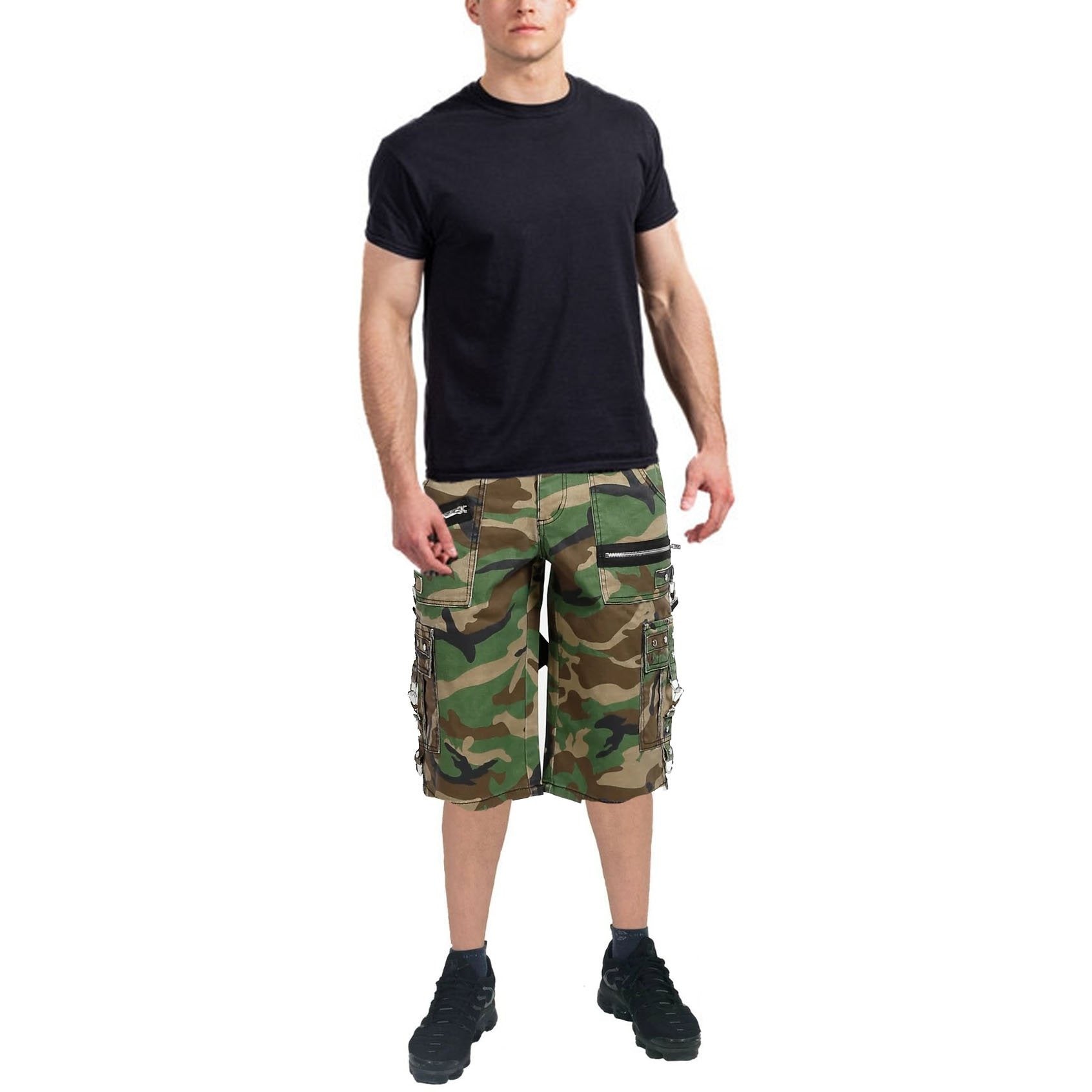 Gothic Mens Punk Short Green Camo