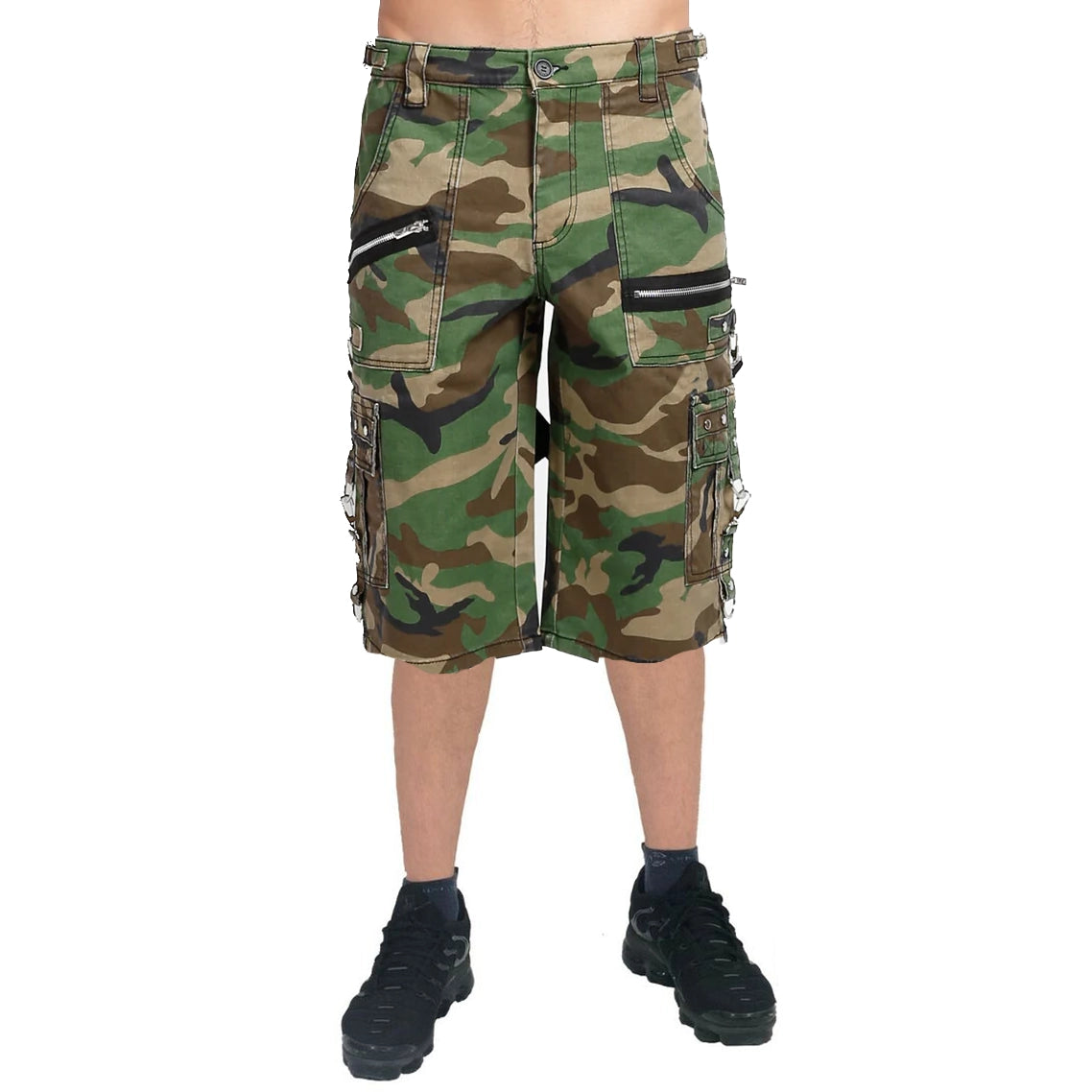 Gothic Mens Punk Short Green Camo