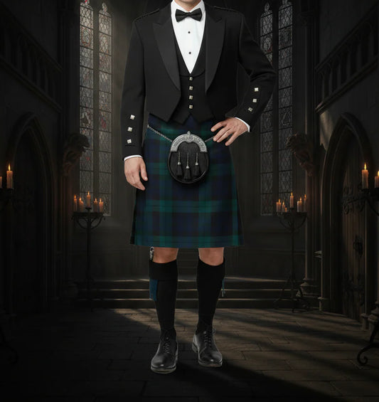 Men's 6 Yard Scottish Traditional Black Watch Kilts Tartan Highland Kilt 22 Tartans