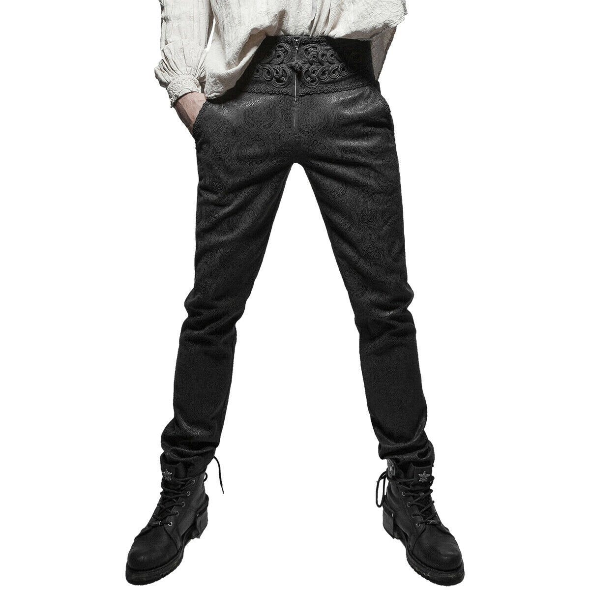 Men's Apocrypha Trousers Pants Steampunk Black Brocade Vintage Gothic Victorian (1)