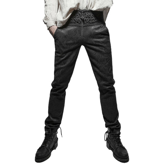 Men's Apocrypha Trousers Pants Steampunk Black Brocade Vintage Gothic Victorian (1)