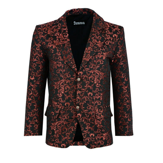 Men's Brocade Floral Suit Notched Lapel Slim Fit Stylish Blazer Dress Suit (1)