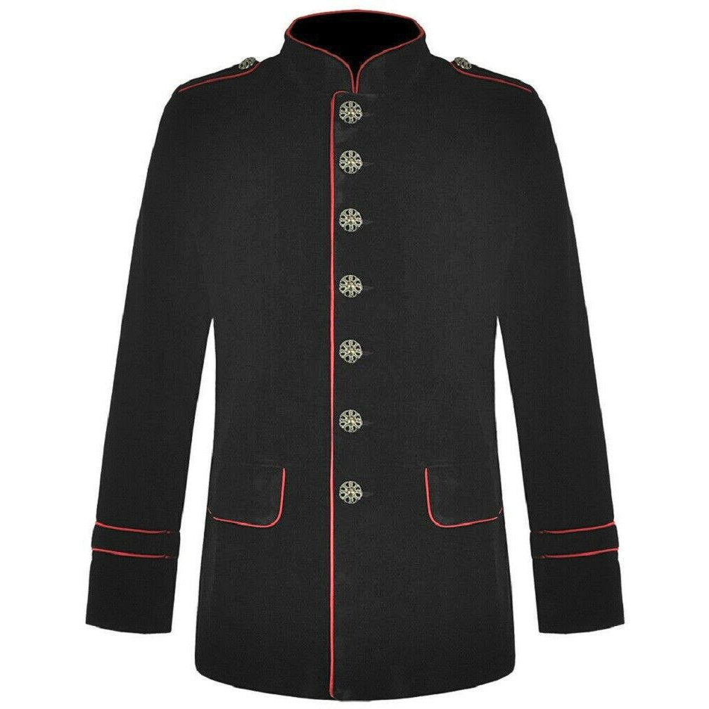 New Men's Military Style Coat Jacket Black Red Gothic Steampunk Usa Sizes Vtg
