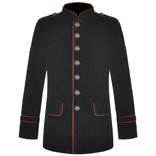 New Men's Military Style Coat Jacket Black Red Gothic Steampunk Usa Sizes Vtg