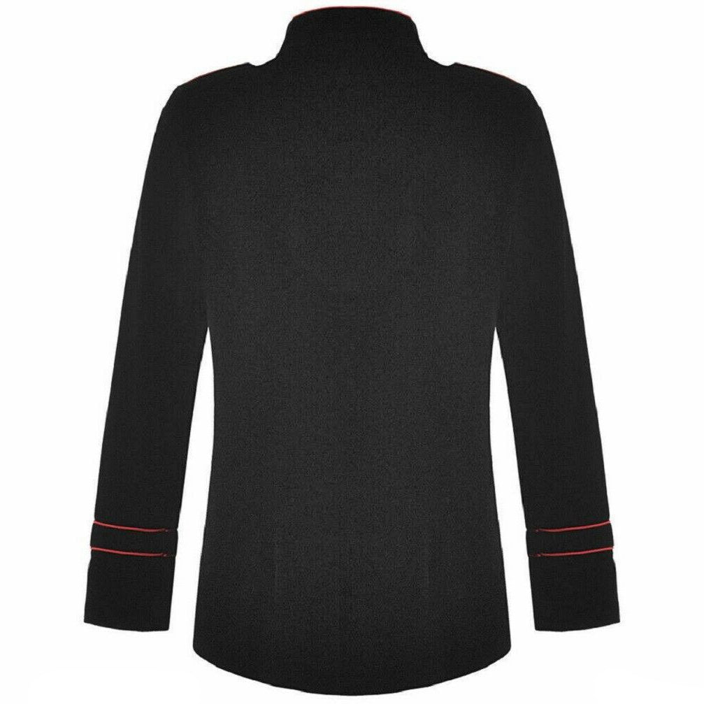 New Men's Military Style Coat Jacket Black Red Gothic Steampunk Usa Sizes Vtg