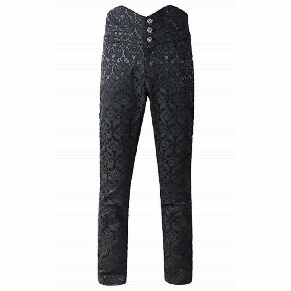 Men's Obscura Trousers Pants Steampunk Black Brocade Vintage Gothic Victorian (1)