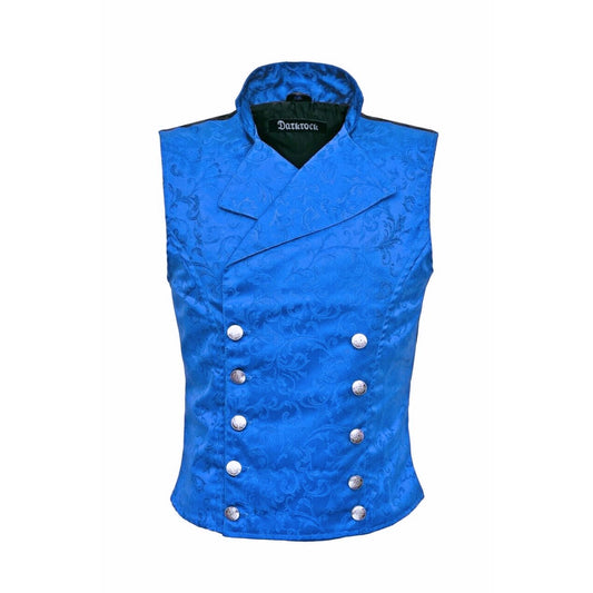 Men's Steampunk Double-Breasted Waistcoat Royal Blue Vest Gothic/Western-Reenactment/Usa