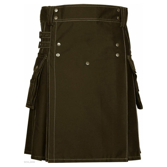 Men's Stylish Brown Wedding Utility Kilt - Utility Kilts (3)