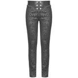 Men Syndicate Trousers Pants Steampunk Black Brocade Vintage Gothic Victorian