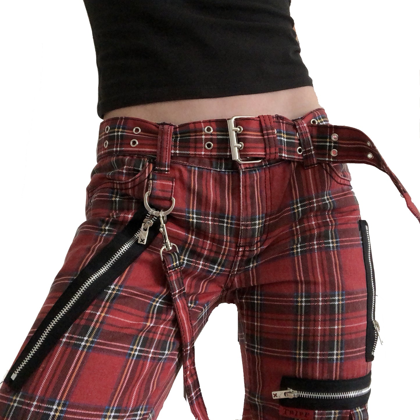 Women,s Bondage Pants Red Plaid