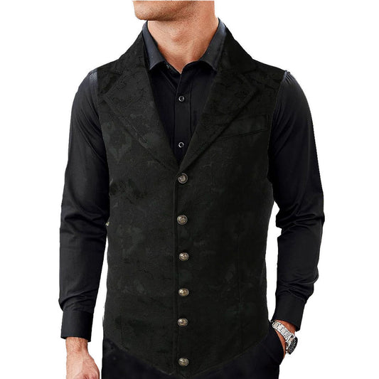 Handmade Black Men's Victorian Suit Gentleman Vest Steampunk Gothic Waistcoat/Usa
