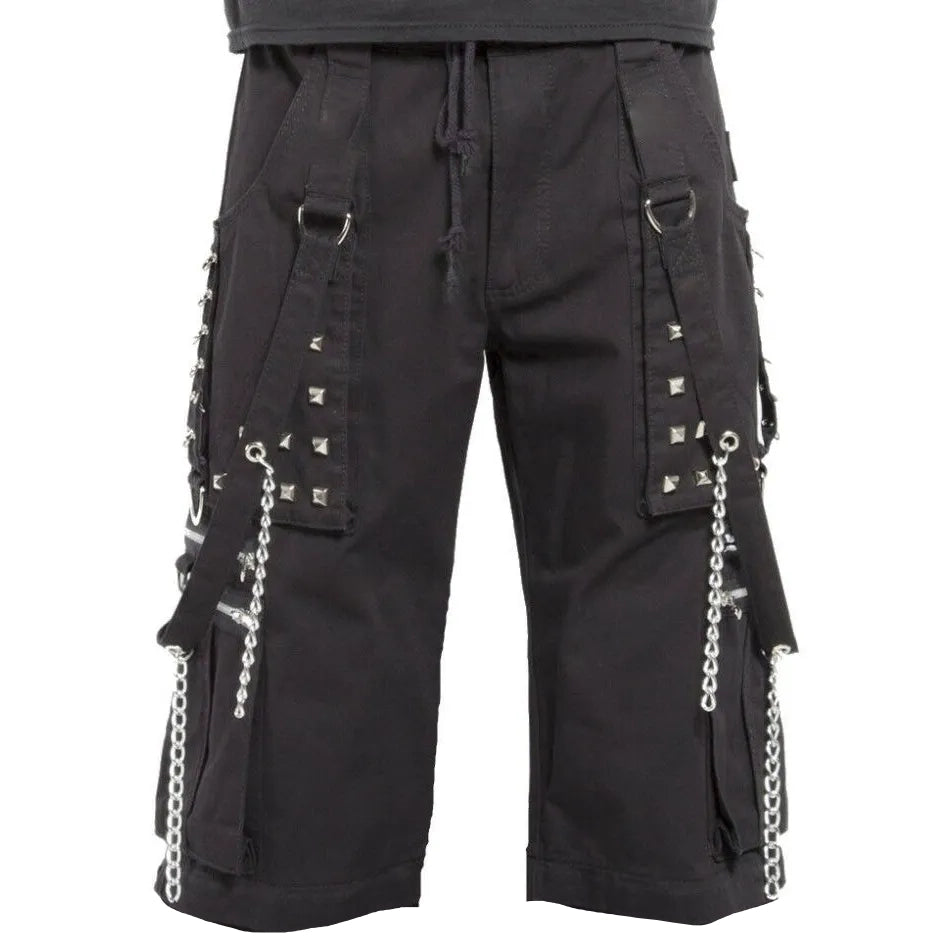 Men's Electro Bondage Rave Gothic Cyber Chain Goth Jeans Punk Rock Shorts