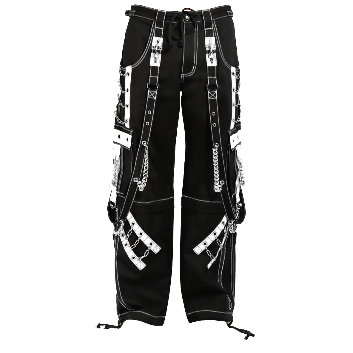 Mens Goth Punk Black White Bondage Trip Pant Chain Techno Rock Punk Shorts Usa