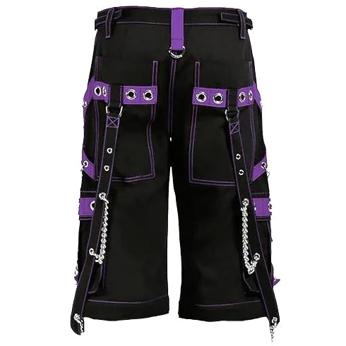 Mens Gothic Punk Black Purple Bondage Short Chain Techno Rock Punk Usa
