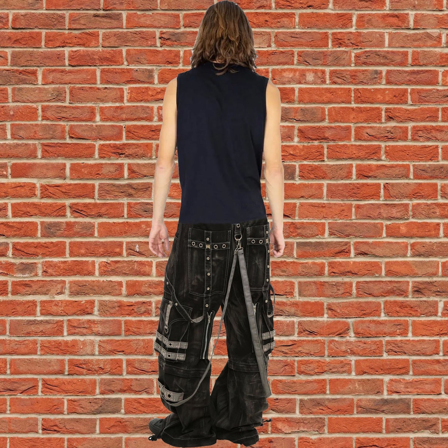 Gothic Black & Amp Grey Overdyed Zip Off Pants