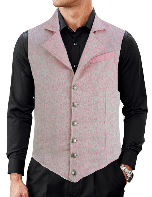 Handmade Pink Men's Victorian Suit Gentleman Vest Steampunk Gothic Waistcoat/Usa