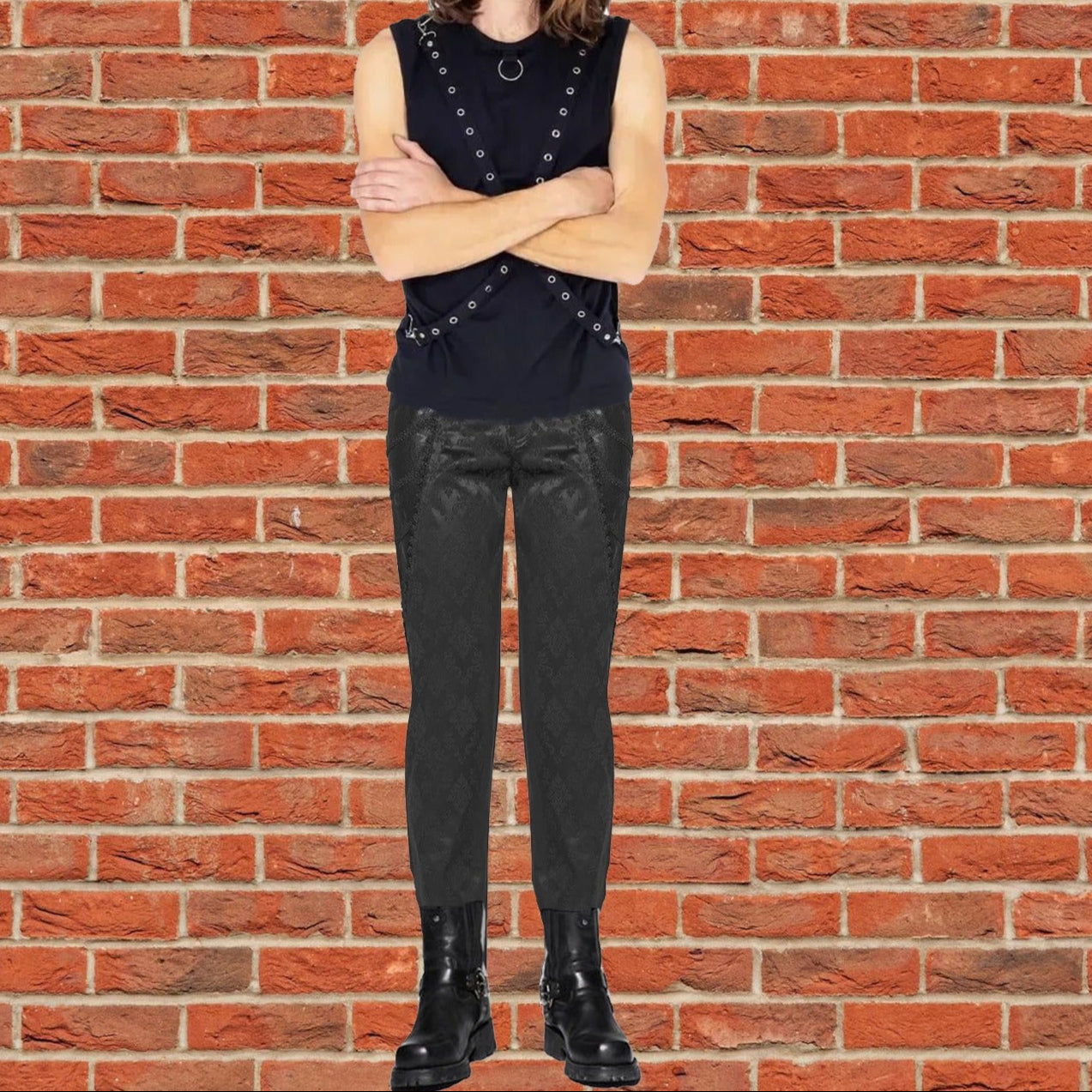 Gothic Punk Rave Mens Gothic Aristocrat Jacquard Dress Pants