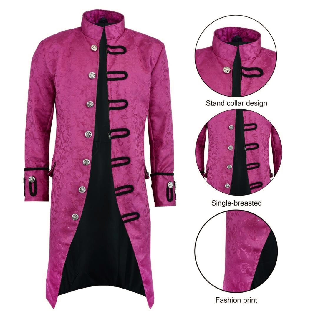 Renaissance Men's Purple Brocade Goth Steampunk Victorian Frock CoatUSA (1)
