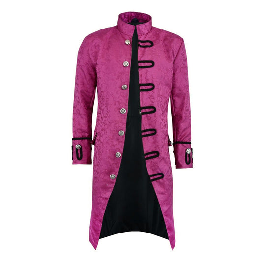 Renaissance Men's Purple Brocade Goth Steampunk Victorian Frock CoatUSA (2)