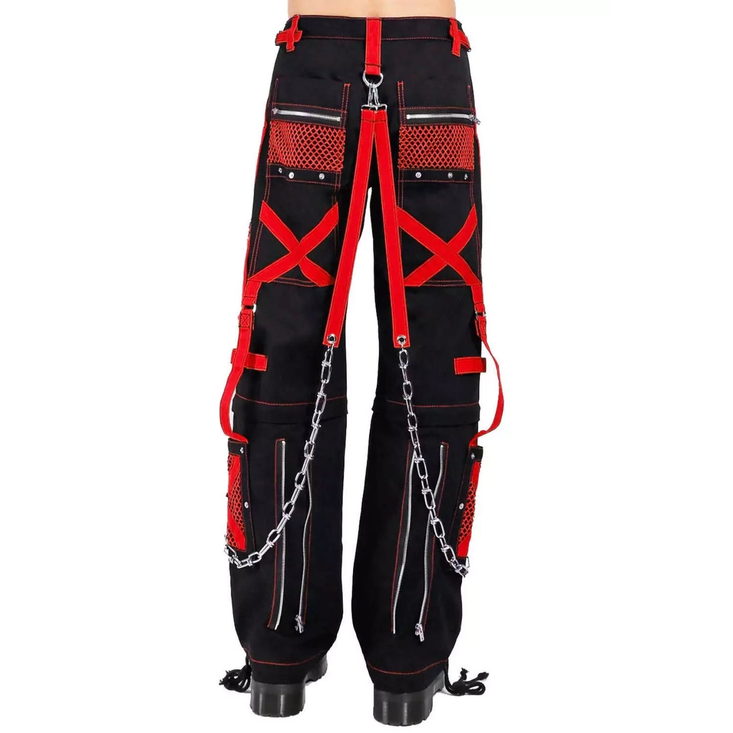 Black/Red Jeans Extreme Bondage Rocker Cyber Goth Steampunk Pant Usa
