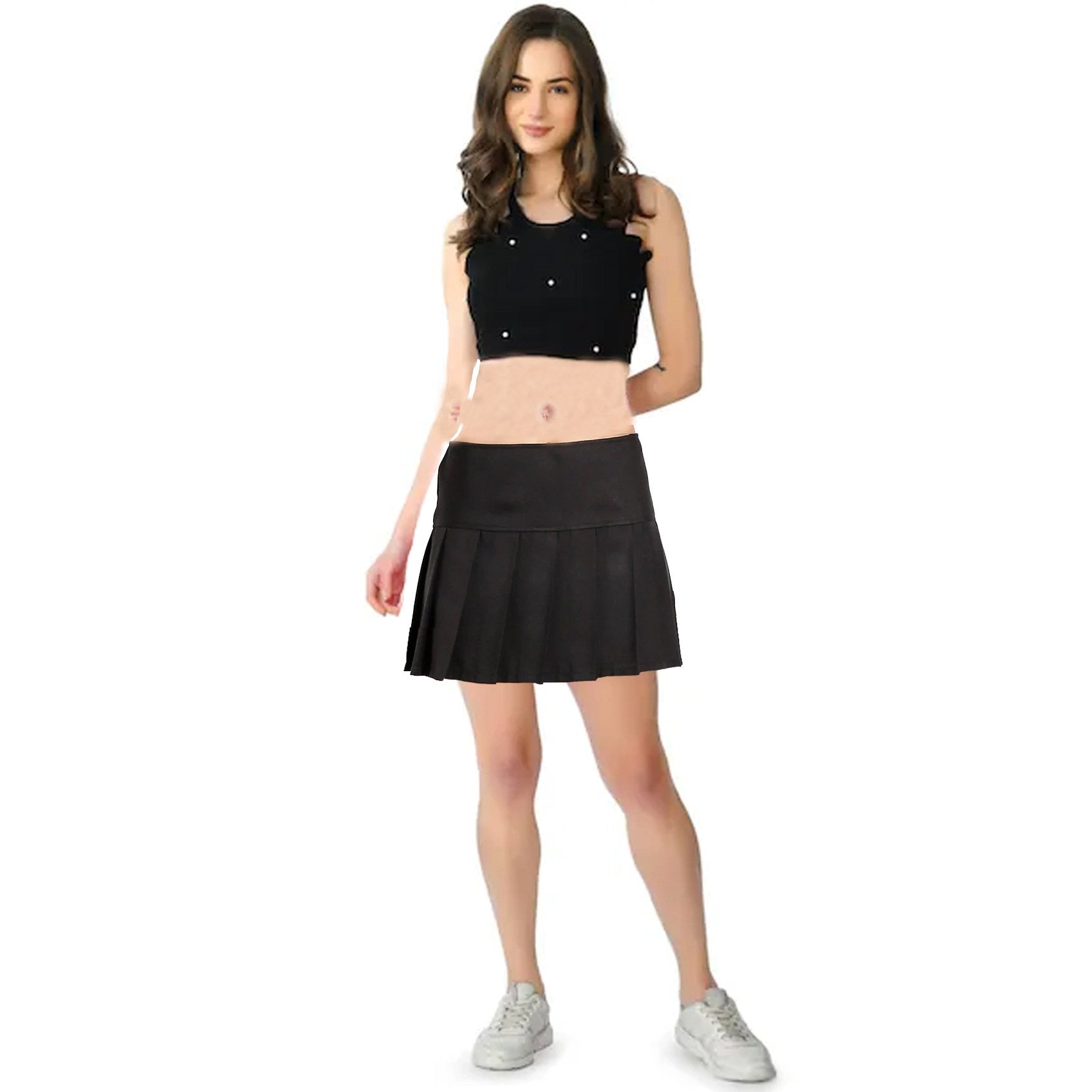 Womens Black Pleated Skirt