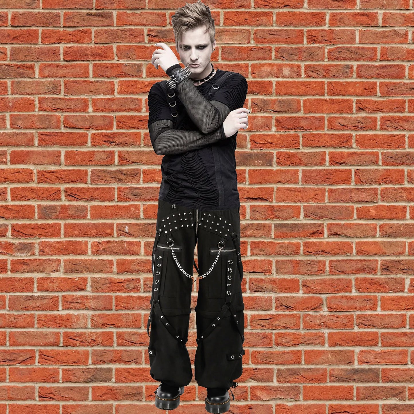 Mens Gothic Trip Pant Bondage Cyber Trip Pant Chain Techno Rock Punk Shorts Usa