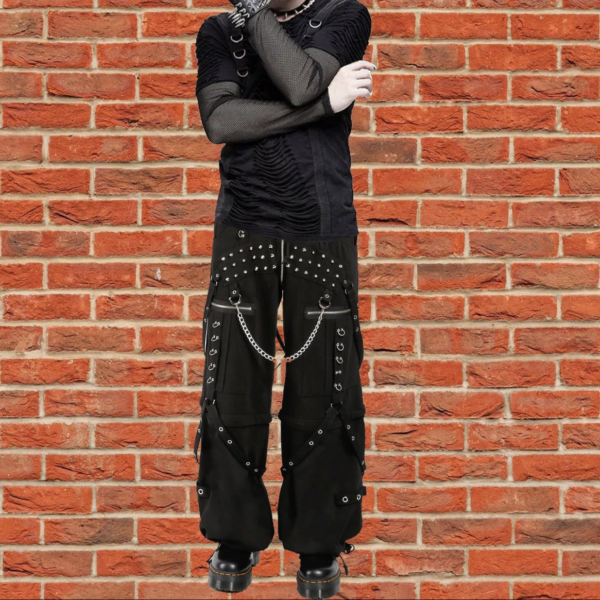 Mens Gothic Trip Pant Bondage Cyber Trip Pant Chain Techno Rock Punk Shorts Usa