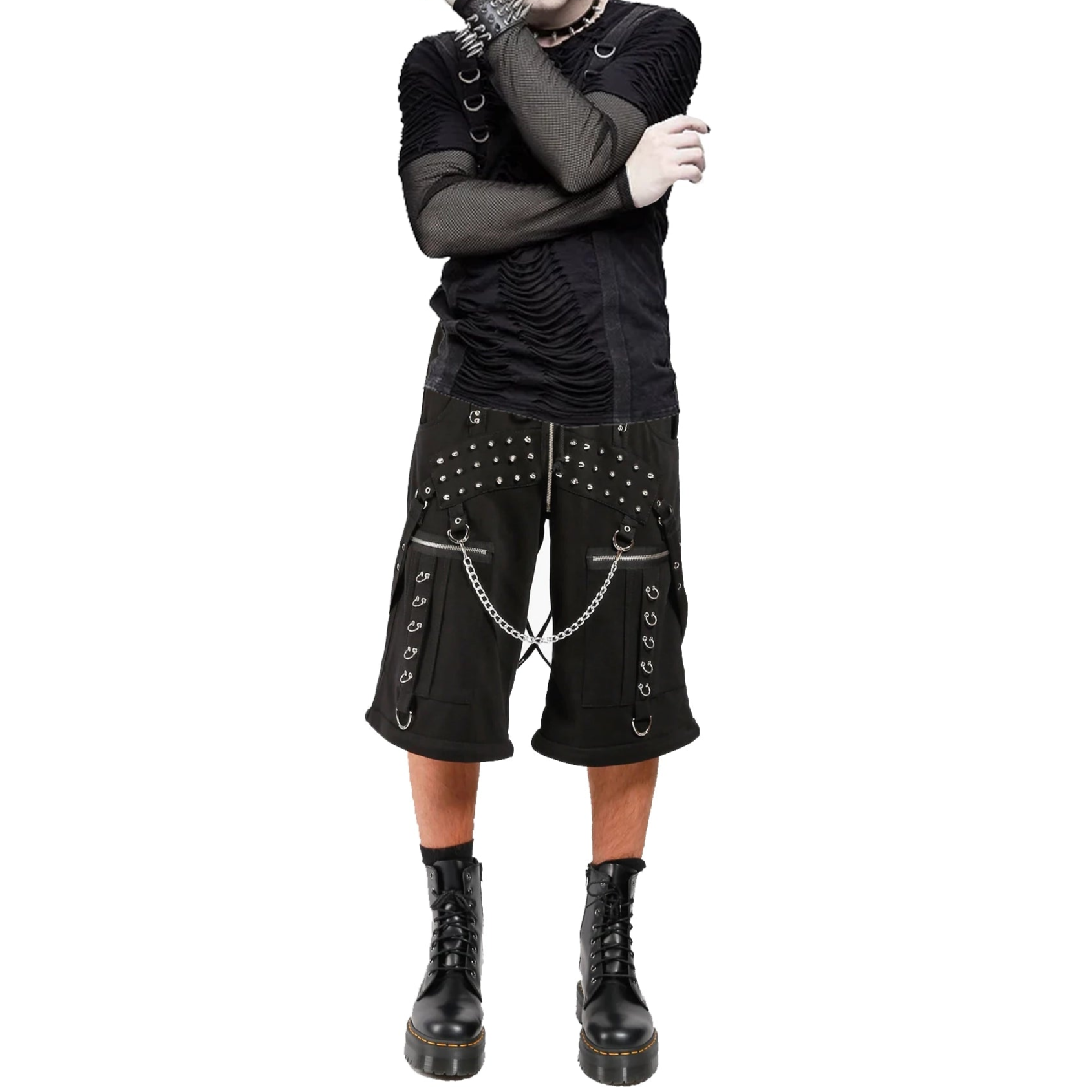 Mens Gothic Trip Pant Bondage Cyber Trip Pant Chain Techno Rock Punk Shorts Usa