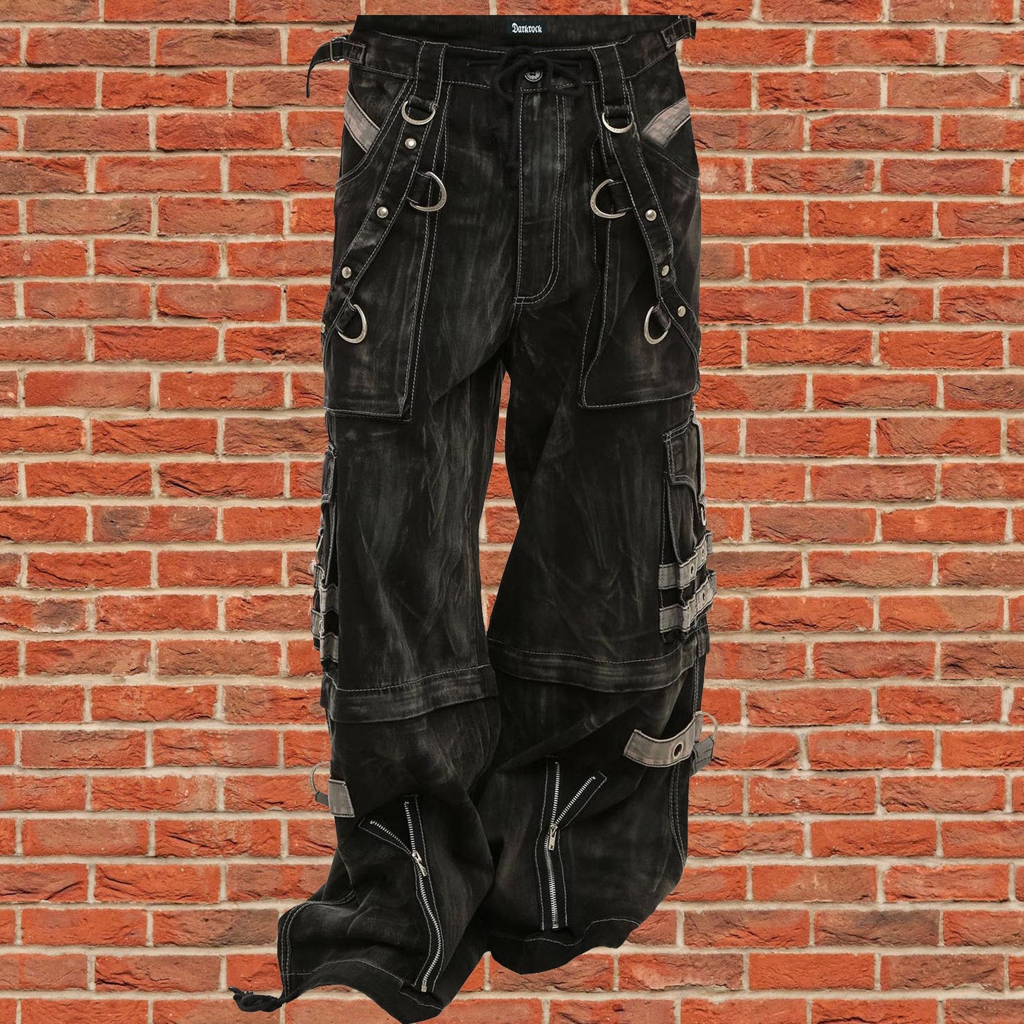Gothic Black & Amp Grey Overdyed Zip Off Pants