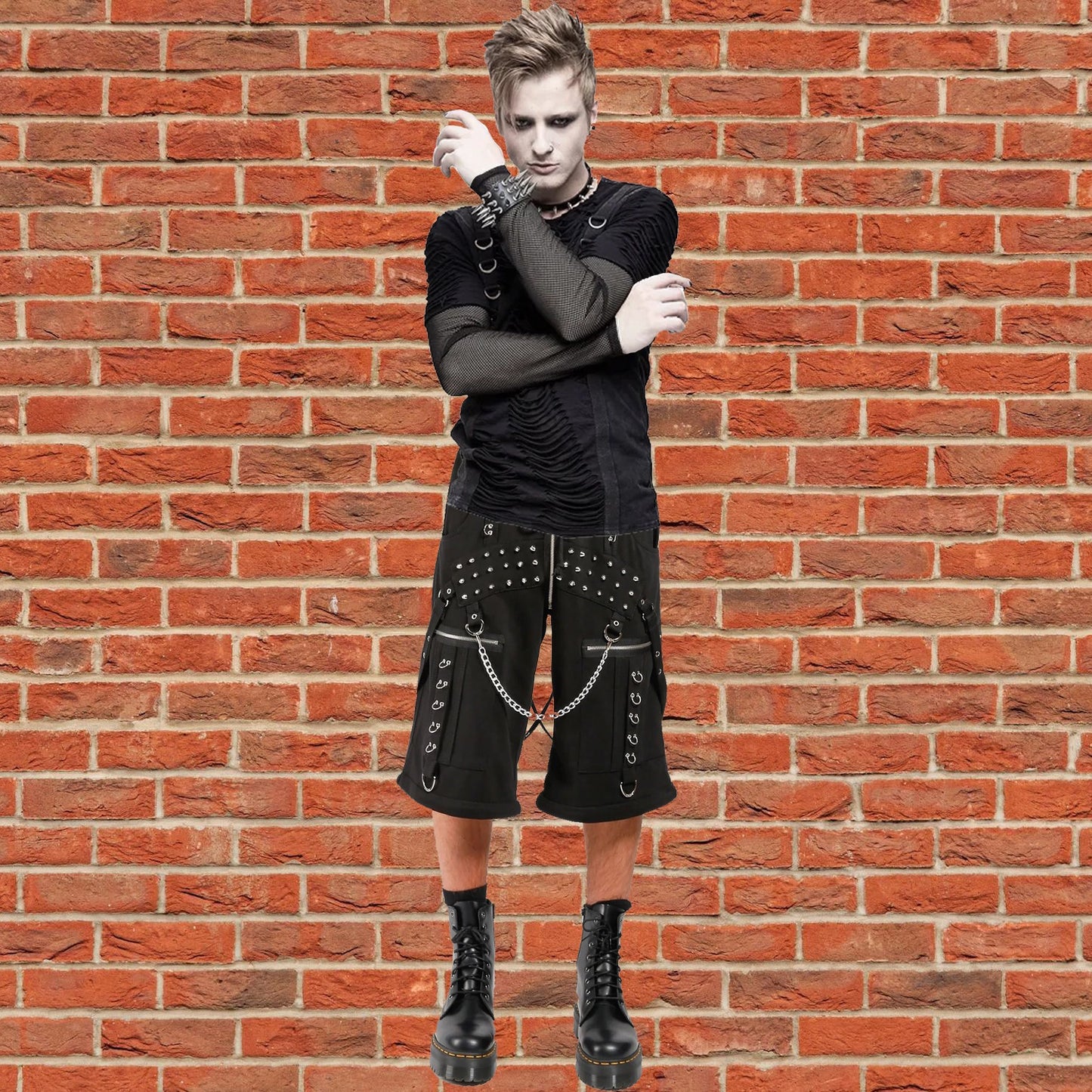 Mens Gothic Trip Pant Bondage Cyber Trip Pant Chain Techno Rock Punk Shorts Usa
