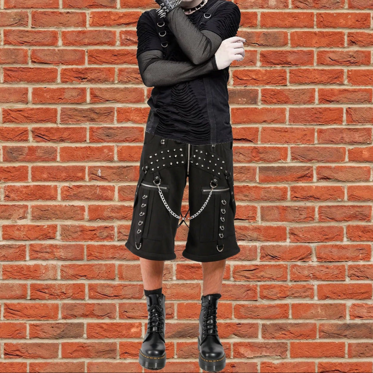 Mens Gothic Trip Pant Bondage Cyber Trip Pant Chain Techno Rock Punk Shorts Usa
