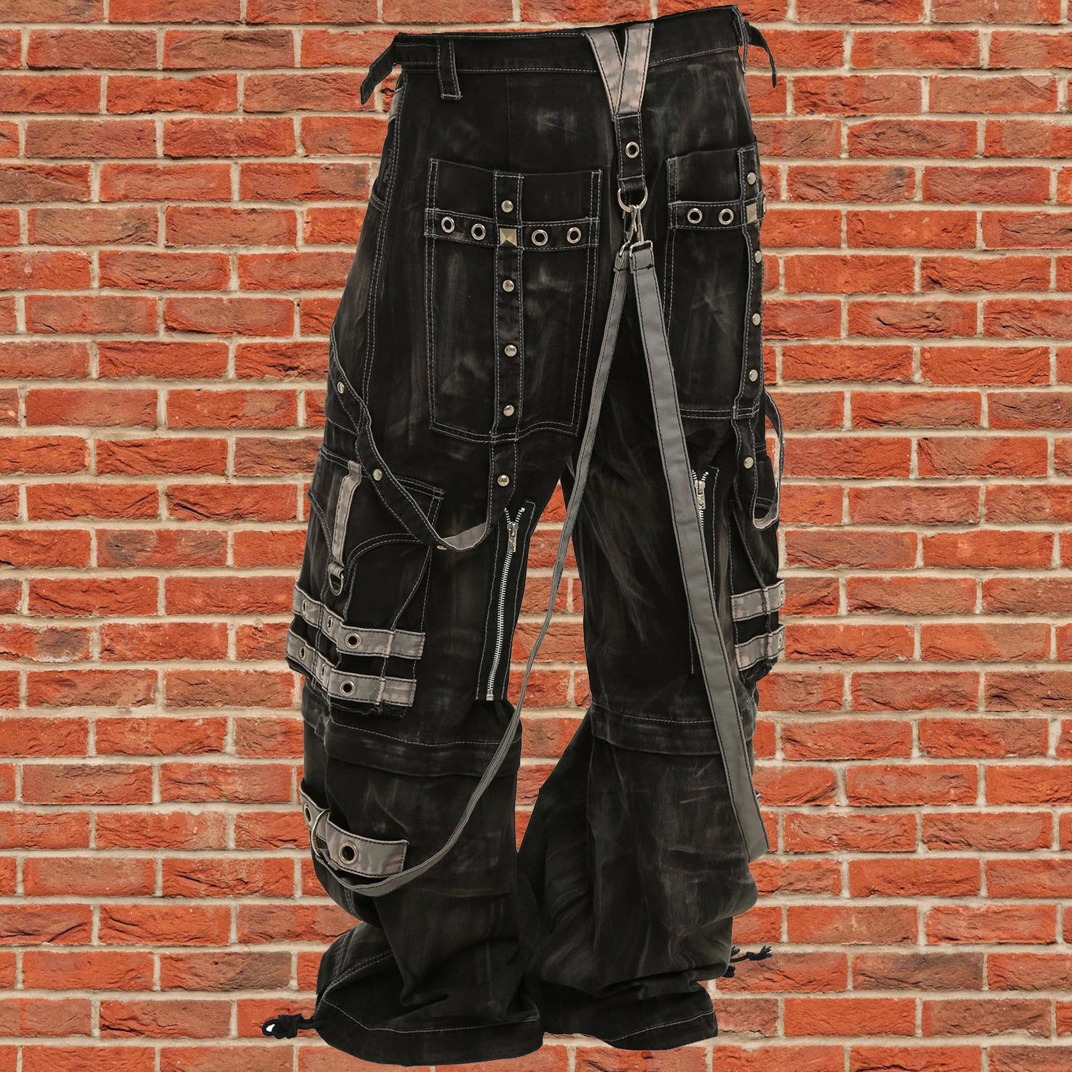 Gothic Black & Amp Grey Overdyed Zip Off Pants