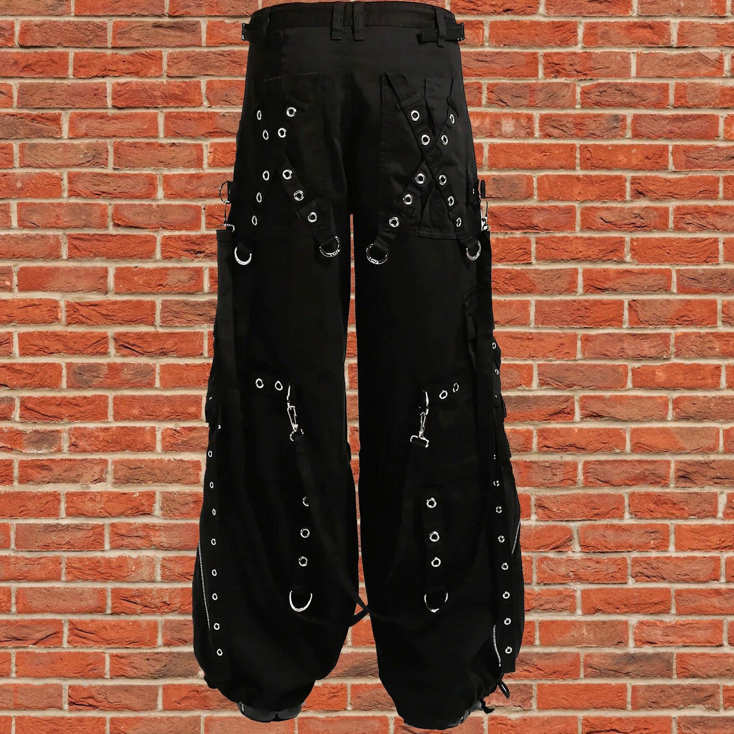 Gothic Men's Black Gothic X-Strap Zip Off Punk Rave Pants