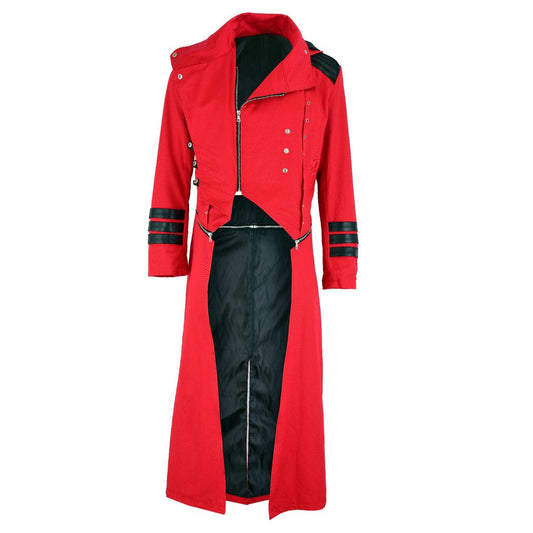 Scorpion Men's Punisher Hooded Trench Coat Long Jacket Red/Black Gothic Steampunk