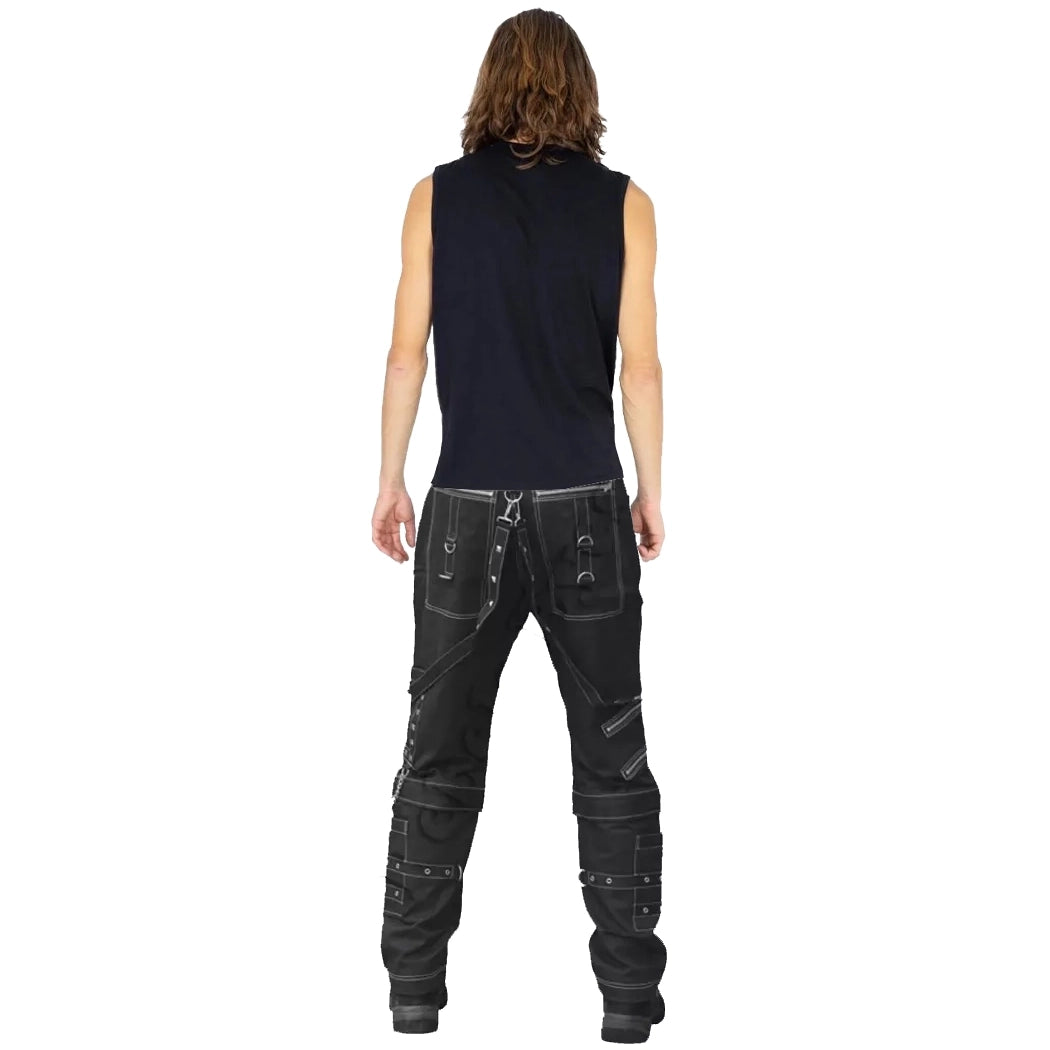 Men Gothic Black Pant Eyelets Cargo Bondage Trouser Punk Rock Pant