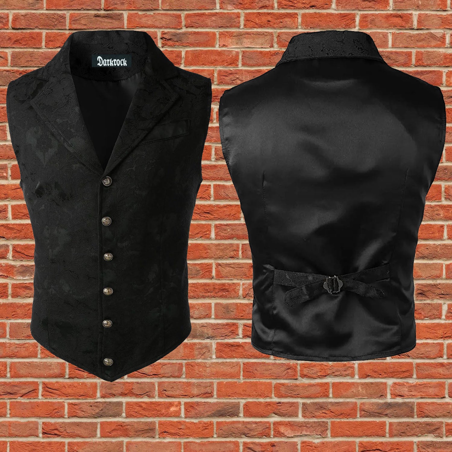 Handmade Black Men's Victorian Suit Gentleman Vest Steampunk Gothic Waistcoat/Usa